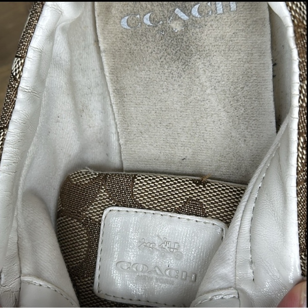 COACH Kelson Outline Signature Suede in Khaki and Chalk Womens Size 7 - Picture 16 of 16